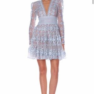 Bronx and Banco Light Blue Lace Long Sleeve Dress